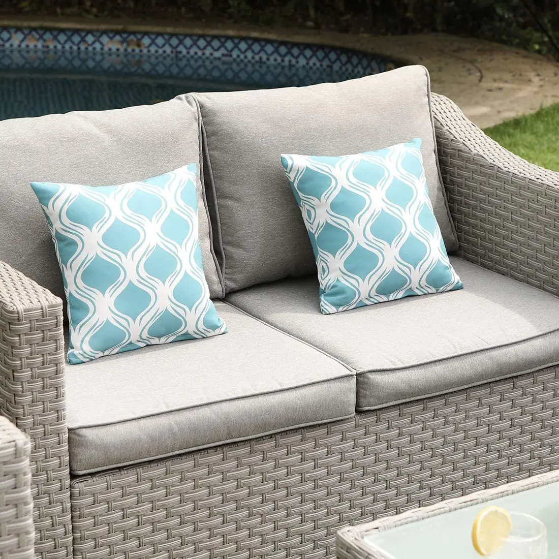 Outdoor Furniture Fire Pit Set - -Outdoor Furniture 5-Piece Wicker Sectional Sofa