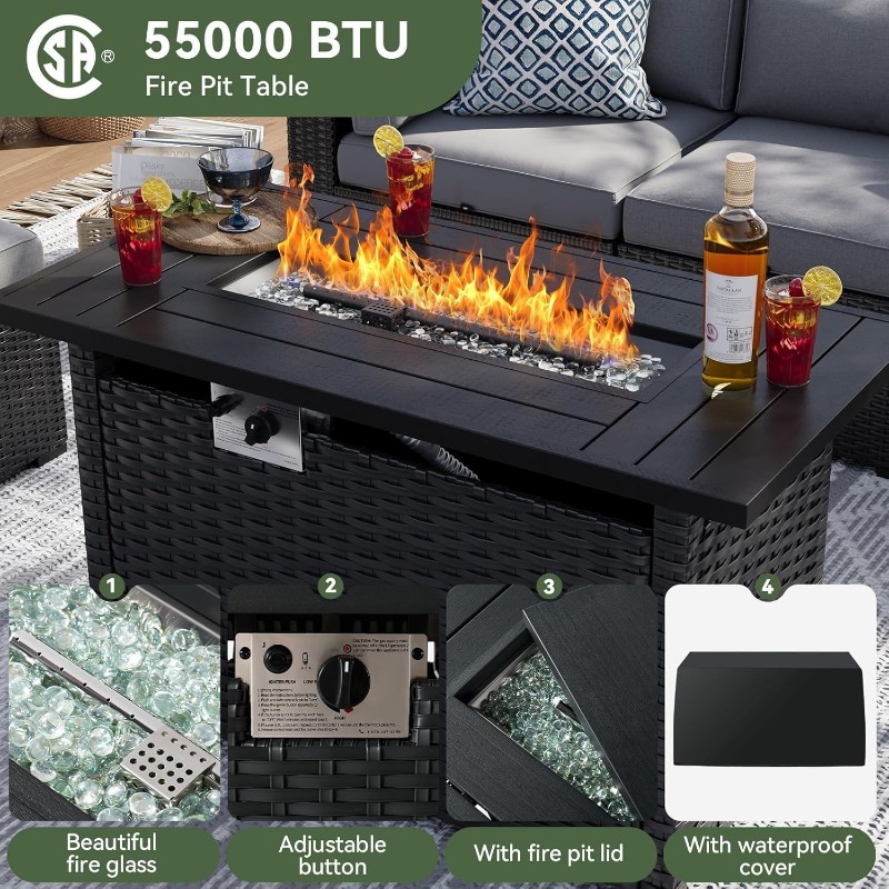 Aoxun 8 Piece Patio Furniture  - Outdoor Furniture Fire Pit Set 评论和价格